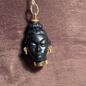 Ebony and 18k Gold Blackamoor Pendant with 14k Gold chain.